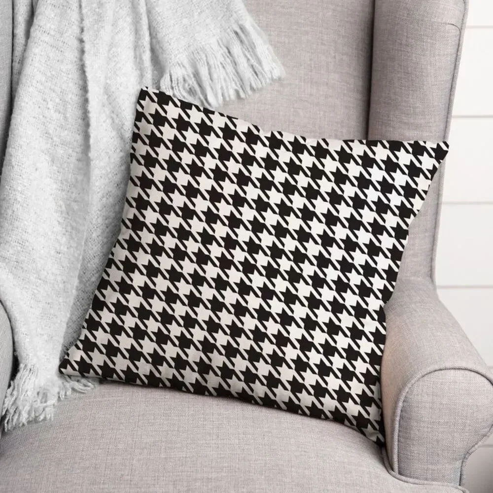 Creative Products Black and White Houndstooth Plaid 20 x 20 Spun Poly Pillow